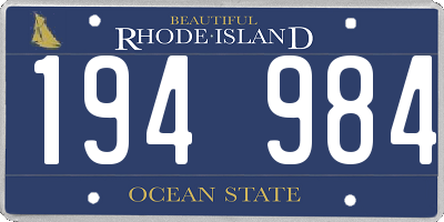 RI license plate 194984