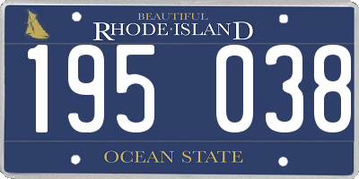RI license plate 195038