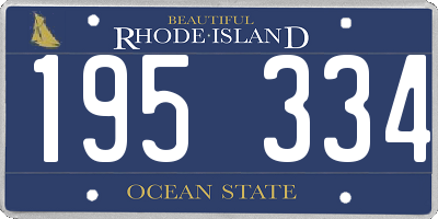 RI license plate 195334