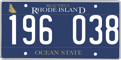 RI license plate 196038