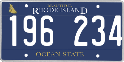 RI license plate 196234