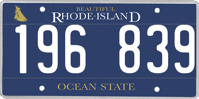 RI license plate 196839