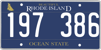 RI license plate 197386