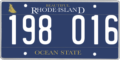RI license plate 198016