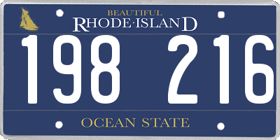 RI license plate 198216