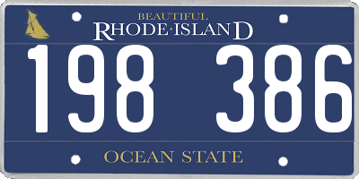 RI license plate 198386