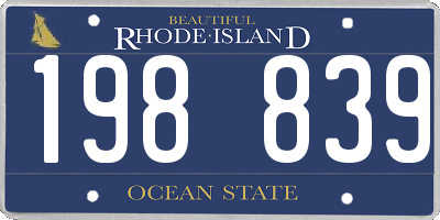 RI license plate 198839
