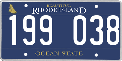 RI license plate 199038