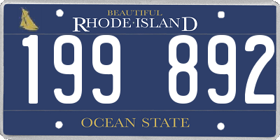 RI license plate 199892