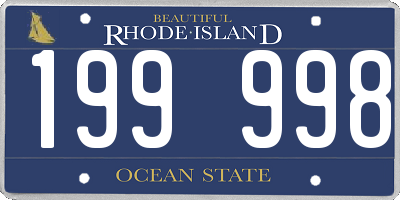 RI license plate 199998