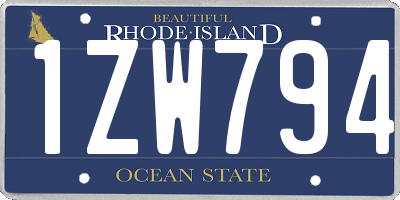 RI license plate 1ZW794