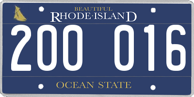 RI license plate 200016