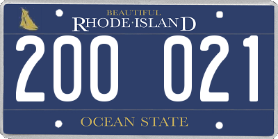 RI license plate 200021