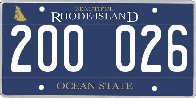 RI license plate 200026