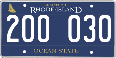 RI license plate 200030
