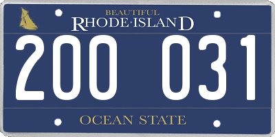 RI license plate 200031