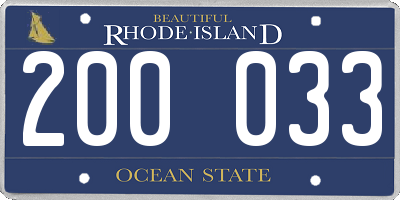 RI license plate 200033