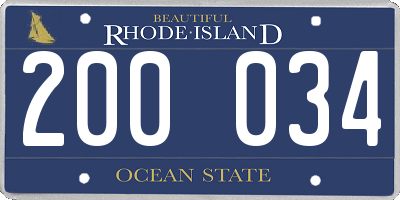 RI license plate 200034