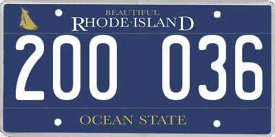 RI license plate 200036