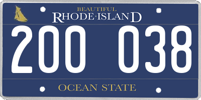RI license plate 200038