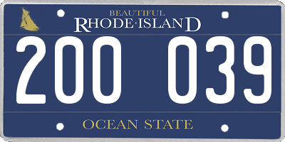 RI license plate 200039