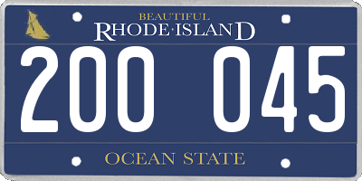 RI license plate 200045