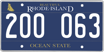 RI license plate 200063