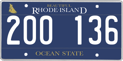 RI license plate 200136