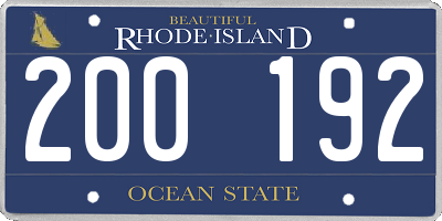 RI license plate 200192