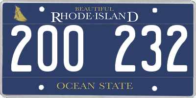 RI license plate 200232