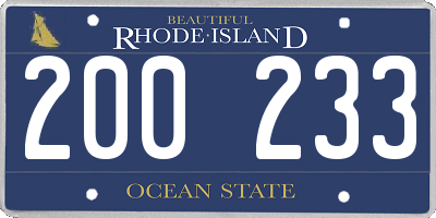 RI license plate 200233