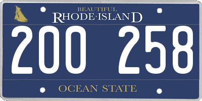RI license plate 200258