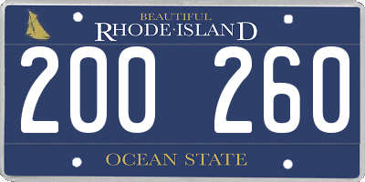 RI license plate 200260