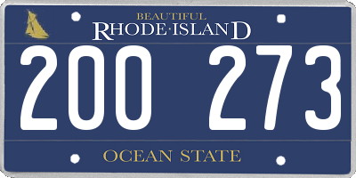 RI license plate 200273