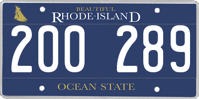 RI license plate 200289