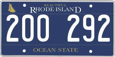 RI license plate 200292