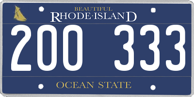 RI license plate 200333