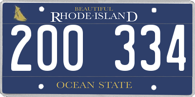 RI license plate 200334