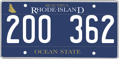 RI license plate 200362