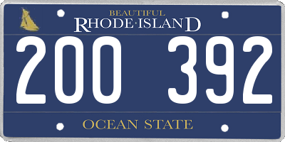 RI license plate 200392