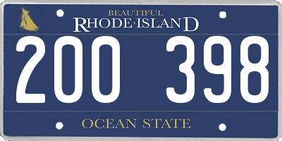 RI license plate 200398