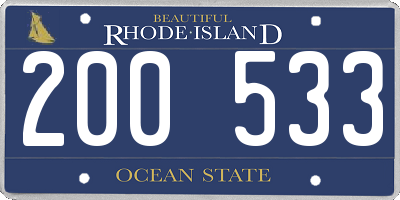 RI license plate 200533