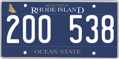 RI license plate 200538