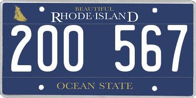 RI license plate 200567