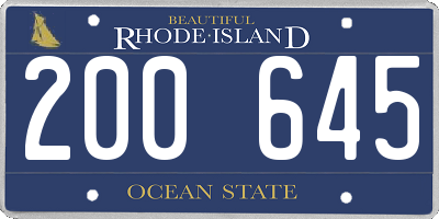 RI license plate 200645