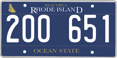 RI license plate 200651