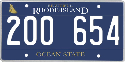 RI license plate 200654