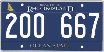 RI license plate 200667