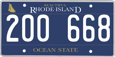 RI license plate 200668