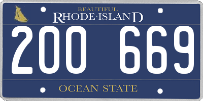 RI license plate 200669